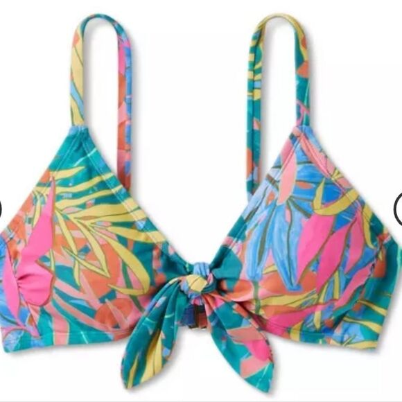 Kona SolWomen's Abstract Tropical Print  Tie-Front Bikini Top NWT.  Size S 4-6 - Picture 4 of 11
